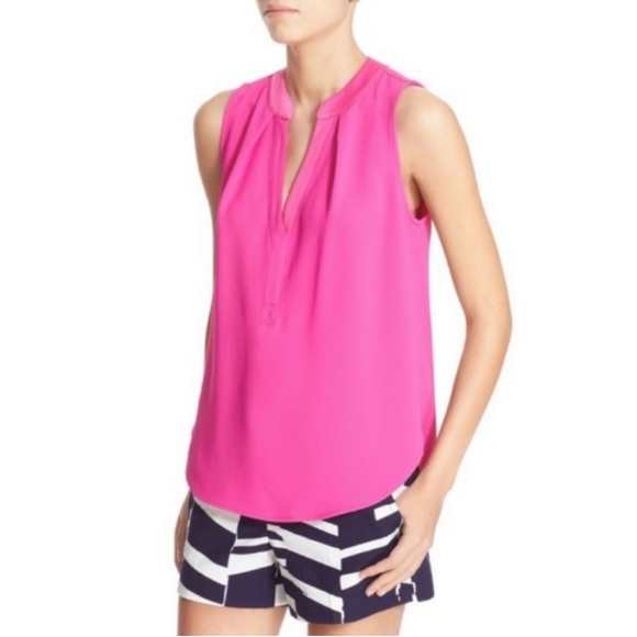 Trina Turk—-bright Pink Sleeveless Shell-size M - Picture 1 of 5